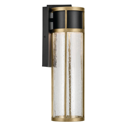 Kichler Camillo 16in 1-Light Outdoor Wall Sconce | Industrial Textured Black and Clear Seeded Glass | Covered Patios & Entryways | Model 59140BKT