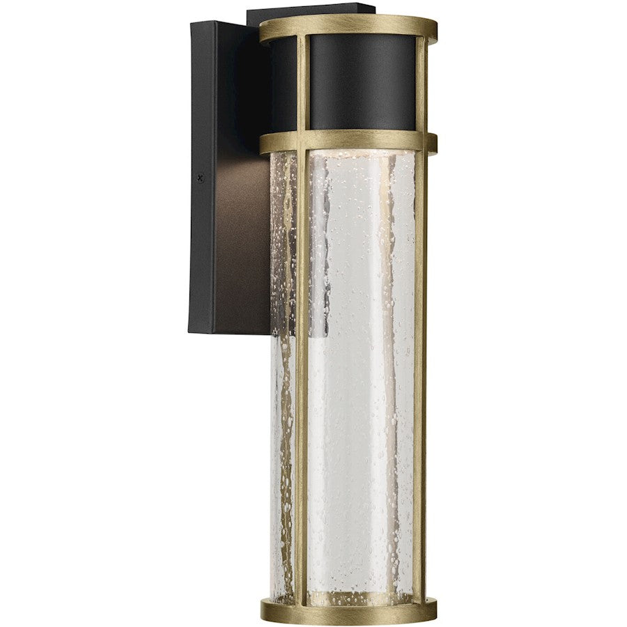 Kichler Camillo 16in 1-Light Outdoor Wall Sconce | Industrial Textured Black and Clear Seeded Glass | Covered Patios & Entryways | Model 59140BKT