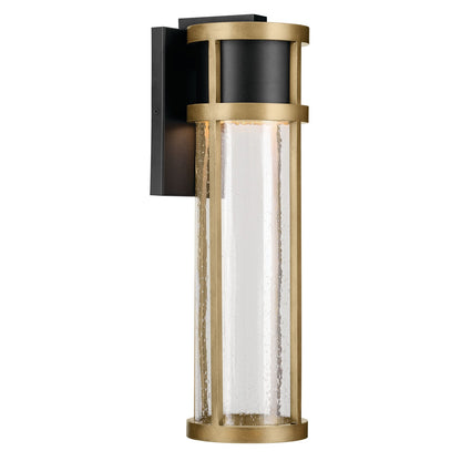 Kichler Camillo 20in 1-Light Outdoor Wall Sconce | Industrial Textured Black and Clear Seeded Glass | Entryway & Covered Patio | Model 59141BKT
