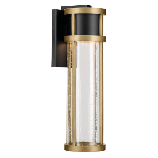 Kichler Camillo 20in 1-Light Outdoor Wall Sconce | Industrial Textured Black and Clear Seeded Glass | Entryway & Covered Patio | Model 59141BKT