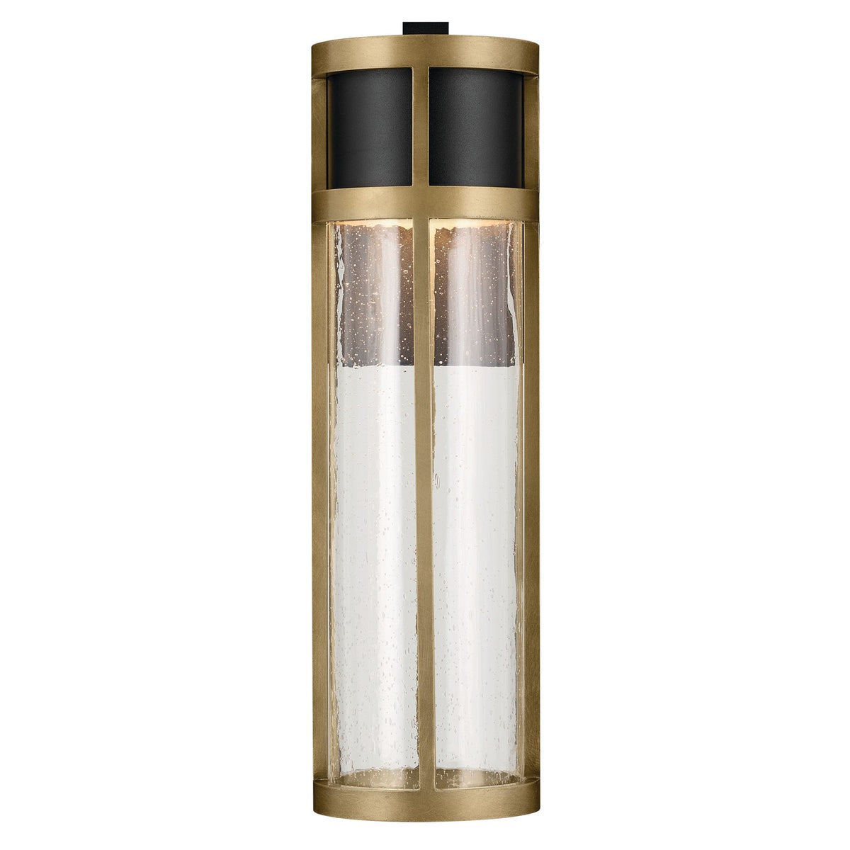 Kichler Camillo 20in 1-Light Outdoor Wall Sconce | Industrial Textured Black and Clear Seeded Glass | Entryway & Covered Patio | Model 59141BKT