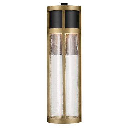 Kichler Camillo 20in 1-Light Outdoor Wall Sconce | Industrial Textured Black and Clear Seeded Glass | Entryway & Covered Patio | Model 59141BKT
