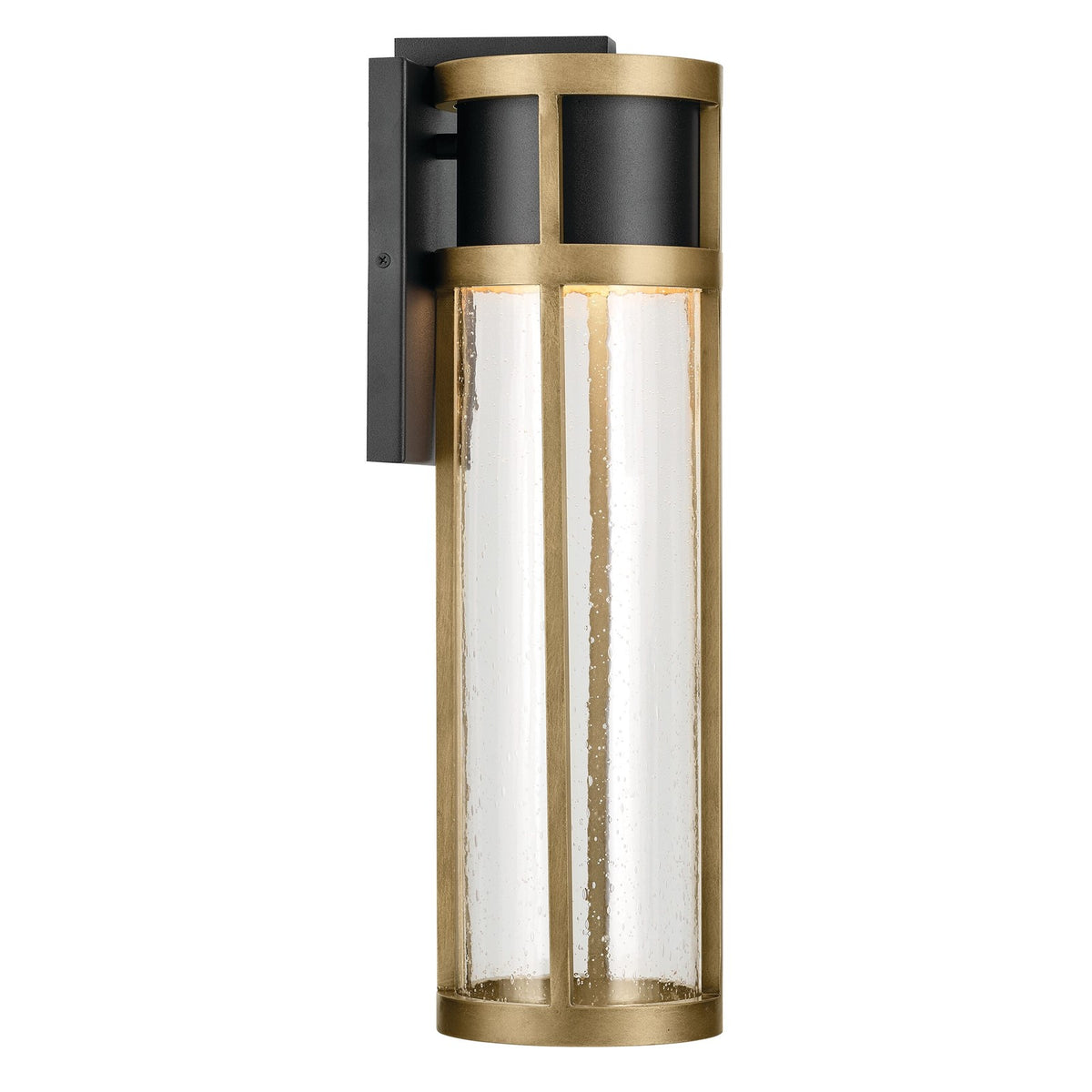 Kichler Camillo 20in 1-Light Outdoor Wall Sconce | Industrial Textured Black and Clear Seeded Glass | Entryway & Covered Patio | Model 59141BKT