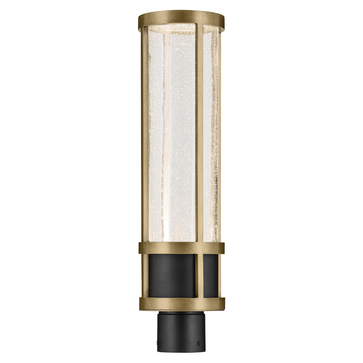 Kichler Camillo 22in 1-Light Post Light | Industrial Textured Black and Clear Seeded Glass | Outdoor Entryway | 6 x 22 in | Model 59142BKT