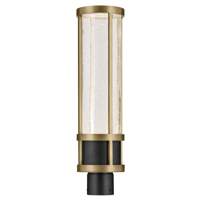 Kichler Camillo 22in 1-Light Post Light | Industrial Textured Black and Clear Seeded Glass | Outdoor Entryway | 6 x 22 in | Model 59142BKT
