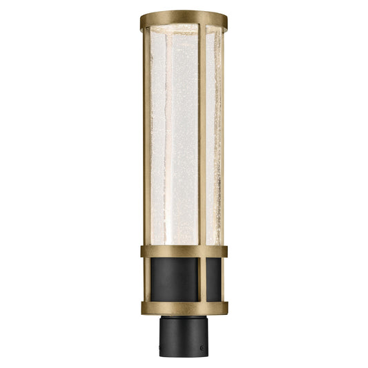 Kichler Camillo 22in 1-Light Post Light | Industrial Textured Black and Clear Seeded Glass | Outdoor Entryway | 6 x 22 in | Model 59142BKT