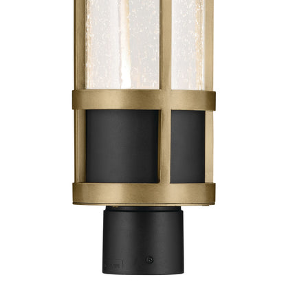 Kichler Camillo 22in 1-Light Post Light | Industrial Textured Black and Clear Seeded Glass | Outdoor Entryway | 6 x 22 in | Model 59142BKT