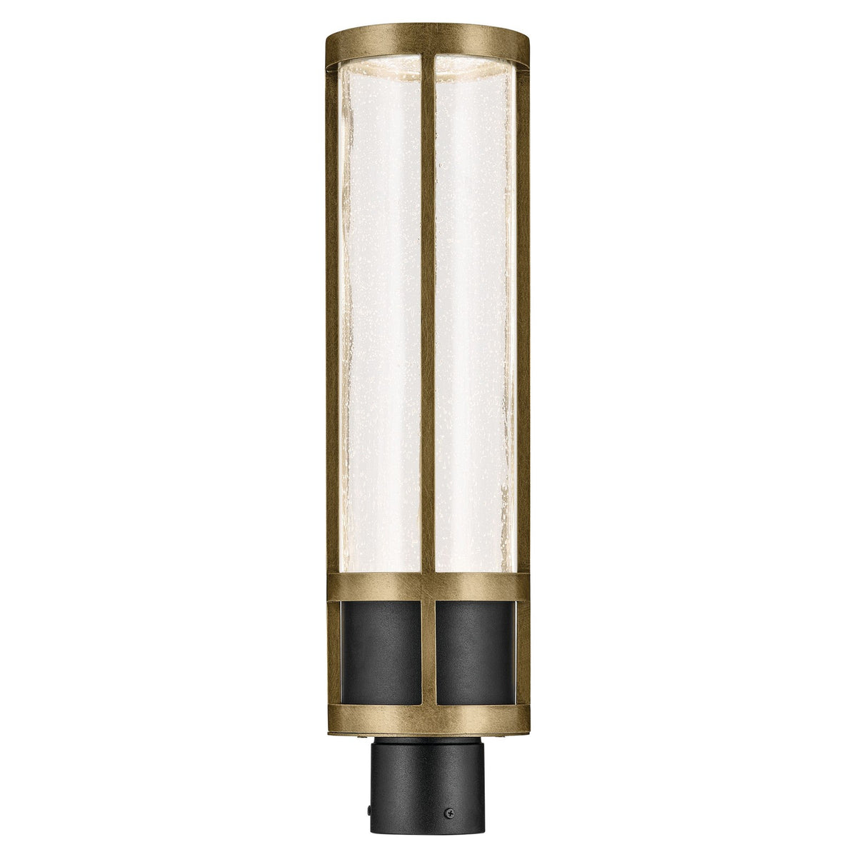 Kichler Camillo 22in 1-Light Post Light | Industrial Textured Black and Clear Seeded Glass | Outdoor Entryway | 6 x 22 in | Model 59142BKT