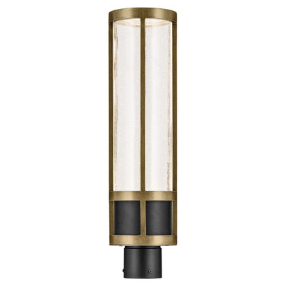 Kichler Camillo 22in 1-Light Post Light | Industrial Textured Black and Clear Seeded Glass | Outdoor Entryway | 6 x 22 in | Model 59142BKT