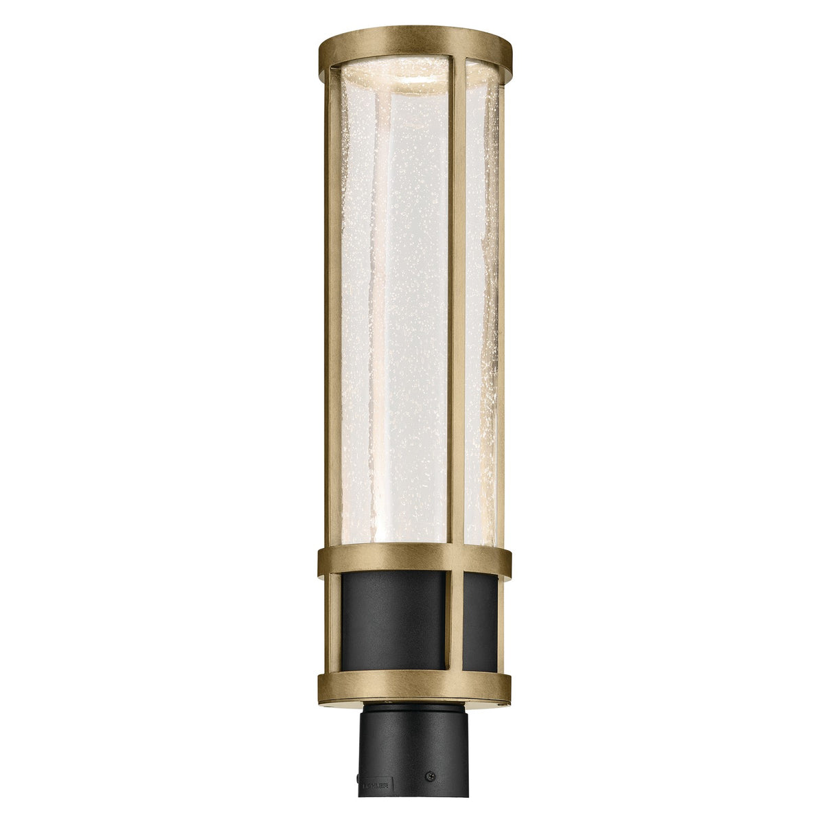 Kichler Camillo 22in 1-Light Post Light | Industrial Textured Black and Clear Seeded Glass | Outdoor Entryway | 6 x 22 in | Model 59142BKT