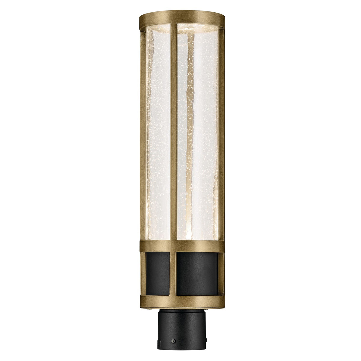 Kichler Camillo 22in 1-Light Post Light | Industrial Textured Black and Clear Seeded Glass | Outdoor Entryway | 6 x 22 in | Model 59142BKT