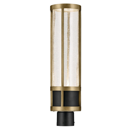 Kichler Camillo 22in 1-Light Post Light | Industrial Textured Black and Clear Seeded Glass | Outdoor Entryway | 6 x 22 in | Model 59142BKT