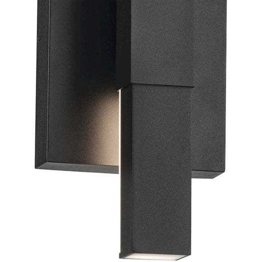Kichler Nocar 5in 1-Light Outdoor Wall Sconce | Modern Textured Black and Clear Acrylic | Covered Patios | 5 x 16 in | Model 59143BKT