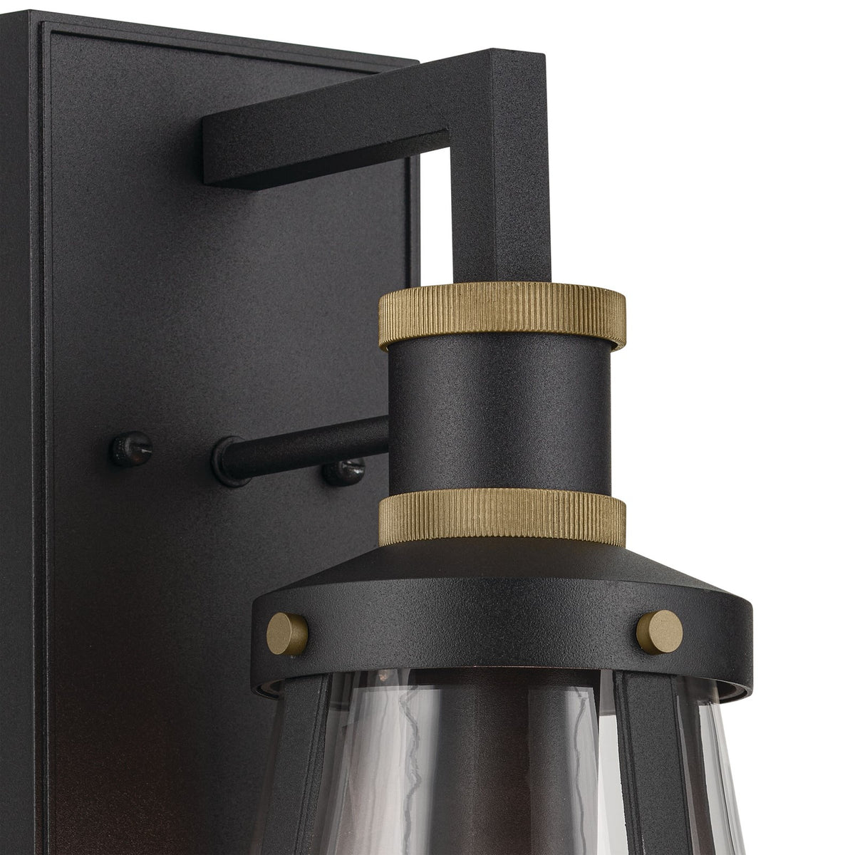 Kichler Talman 18in 1-Light Outdoor Wall Light | Industrial Textured Black and Clear Glass | Covered Patio & Entryway | Model 59147BKT