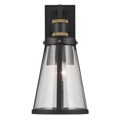 Kichler Talman 18in 1-Light Outdoor Wall Light | Industrial Textured Black and Clear Glass | Covered Patio & Entryway | Model 59147BKT