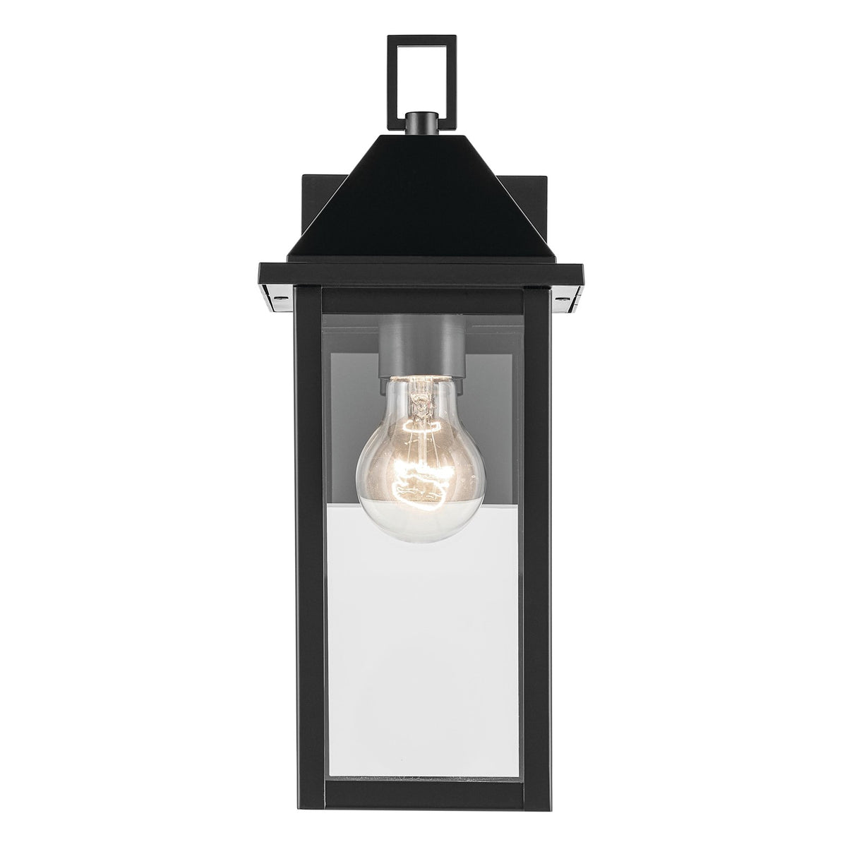 Kichler Prin 1-Light 14in Outdoor Wall Light | Traditional Black Aluminum and Clear Glass | Covered Patio & Entryway | Model 59157BK