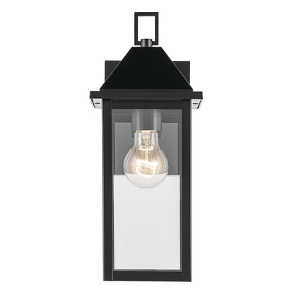 Kichler Prin 1-Light 14in Outdoor Wall Light | Traditional Black Aluminum and Clear Glass | Covered Patio & Entryway | Model 59157BK