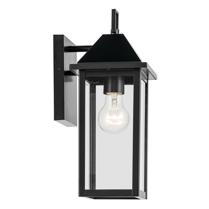 Kichler Prin 1-Light 14in Outdoor Wall Light | Traditional Black Aluminum and Clear Glass | Covered Patio & Entryway | Model 59157BK