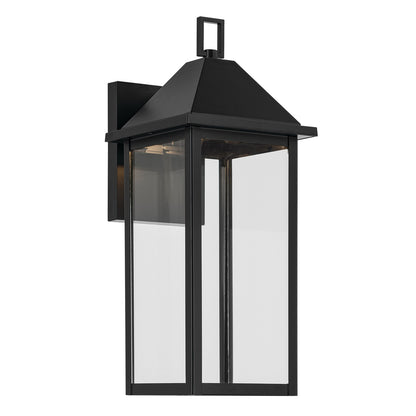 Kichler Prin 17in 1-Light Outdoor Wall Sconce | Traditional Black and Clear Glass | Front Porch & Garage | 6.75 x 16.75 x 8.25 in | Model 59158BKDS