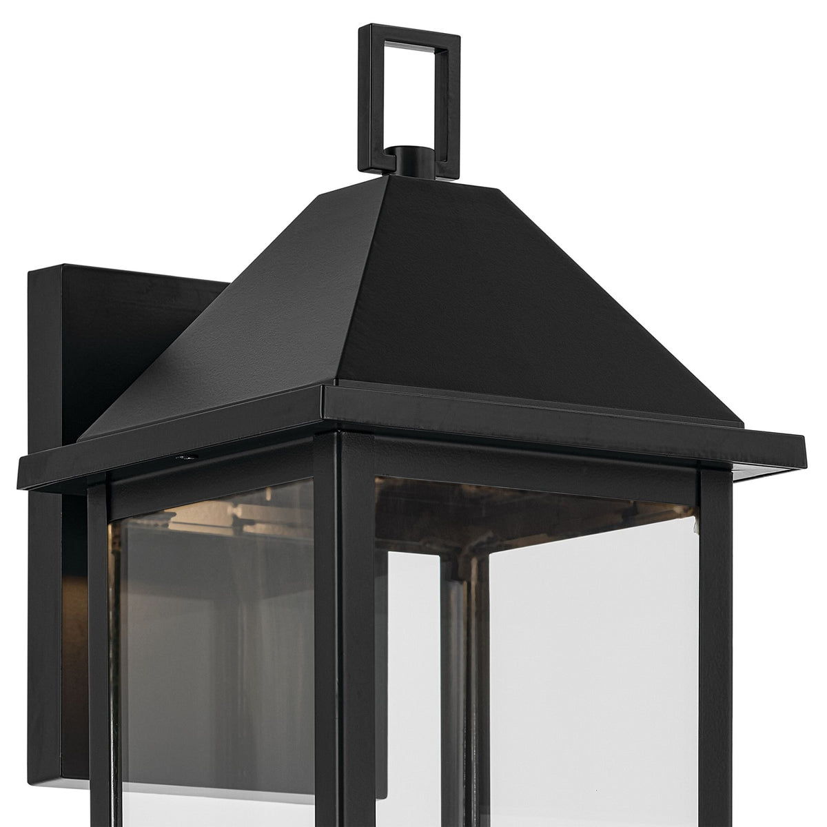 Kichler Prin 17in 1-Light Outdoor Wall Sconce | Traditional Black and Clear Glass | Front Porch & Garage | 6.75 x 16.75 x 8.25 in | Model 59158BKDS