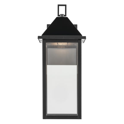 Kichler Prin 17in 1-Light Outdoor Wall Sconce | Traditional Black and Clear Glass | Front Porch & Garage | 6.75 x 16.75 x 8.25 in | Model 59158BKDS