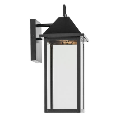 Kichler Prin 17in 1-Light Outdoor Wall Sconce | Traditional Black and Clear Glass | Front Porch & Garage | 6.75 x 16.75 x 8.25 in | Model 59158BKDS