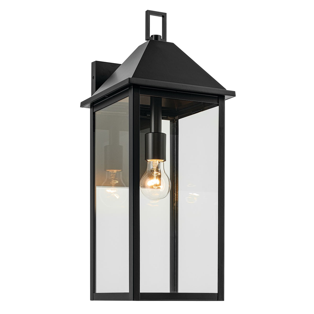 Kichler Prin 22in 1-Light Outdoor Wall Light | Traditional Black and Clear Glass | Entryway & Covered Patio | 9 x 22 in | Model 59159BK