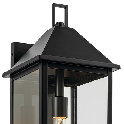 Kichler Prin 22in 1-Light Outdoor Wall Light | Traditional Black and Clear Glass | Entryway & Covered Patio | 9 x 22 in | Model 59159BK