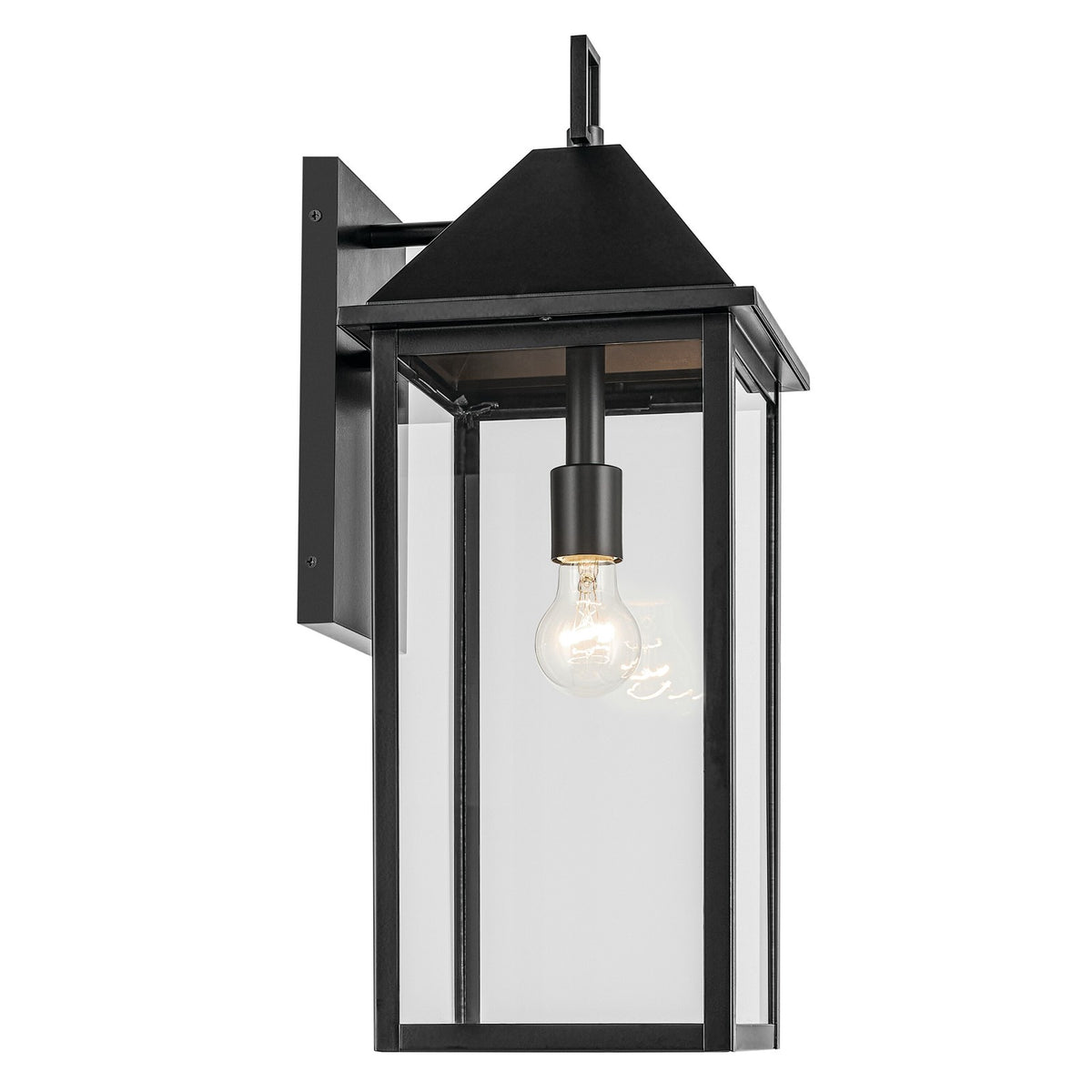 Kichler Prin 22in 1-Light Outdoor Wall Light | Traditional Black and Clear Glass | Entryway & Covered Patio | 9 x 22 in | Model 59159BK