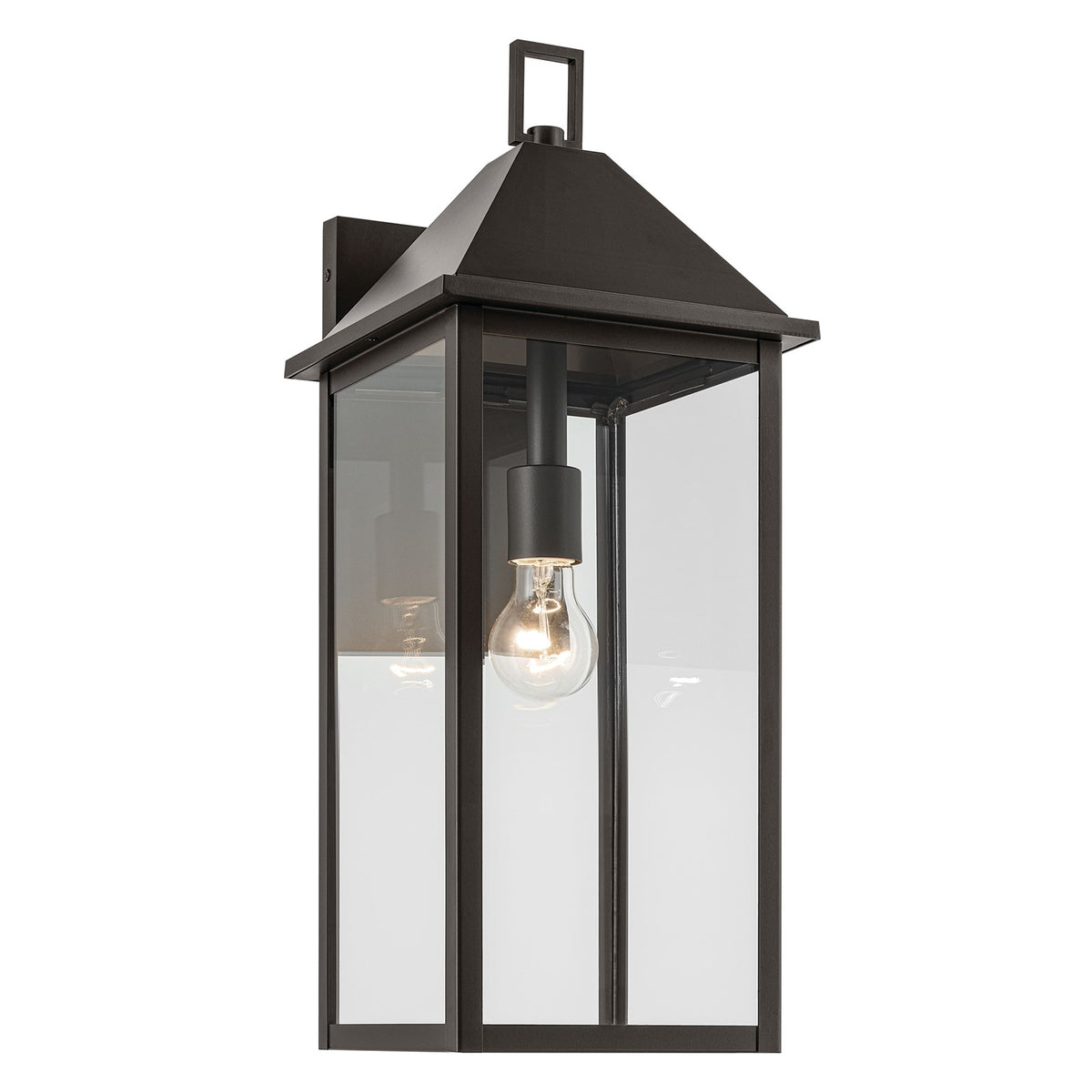 Kichler Prin 22in 1-Light Outdoor Wall Sconce | Traditional Olde Bronze Aluminum and Clear Glass | Front Door & Covered Patio | Model 59159OZ