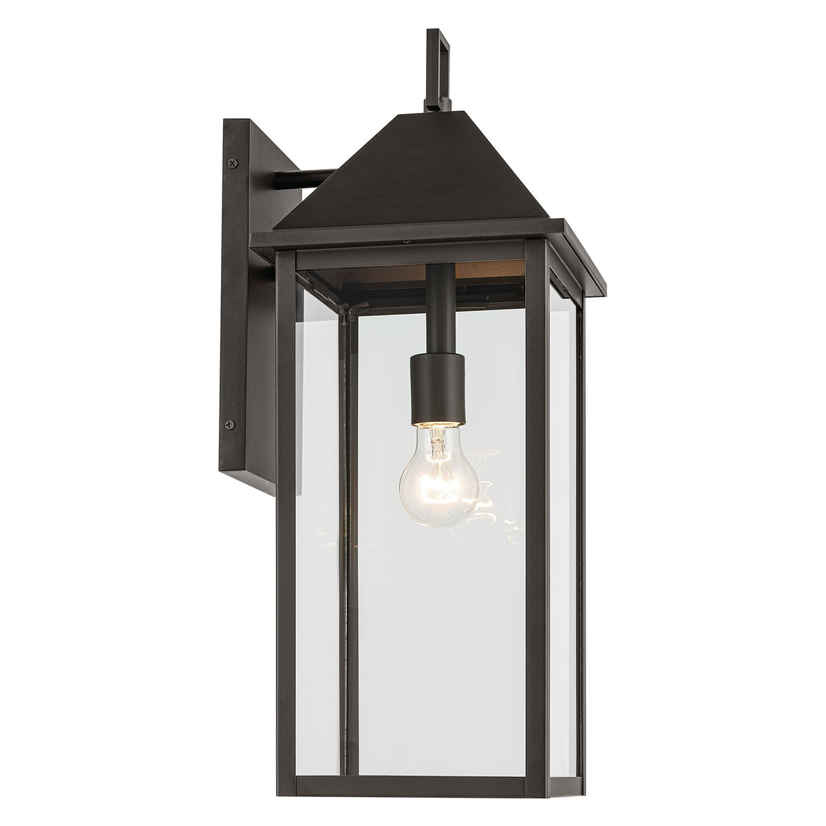 Kichler Prin 22in 1-Light Outdoor Wall Sconce | Traditional Olde Bronze Aluminum and Clear Glass | Front Door & Covered Patio | Model 59159OZ