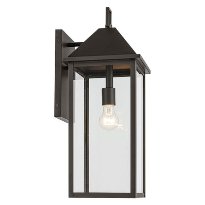 Kichler Prin 22in 1-Light Outdoor Wall Sconce | Traditional Olde Bronze Aluminum and Clear Glass | Front Door & Covered Patio | Model 59159OZ