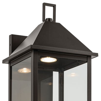 Kichler Prin 22in 1-Light Outdoor Wall Sconce | Traditional Olde Bronze and Clear Glass | Entryway & Porch | 9 x 22 x 10 in | Model 59159OZDS