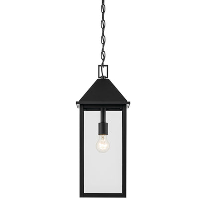 Kichler Prin 22in 1-Light Outdoor Pendant | Traditional Black Aluminum and Clear Glass | Porch & Patio | 9 x 9 x 22 in | Model 59160BK