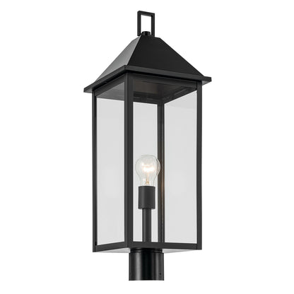 Kichler Prin 25in 1-Light Outdoor Post Light | Traditional Black and Clear Glass | Walkway & Driveway | 9 x 9 x 25 in | Model 59161BK