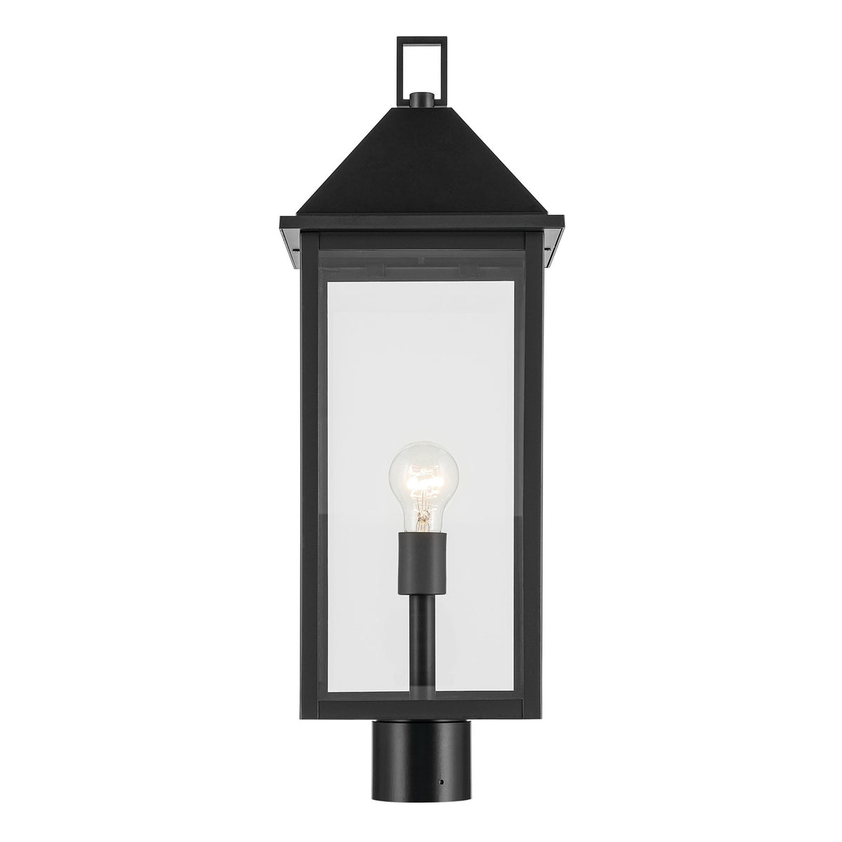 Kichler Prin 25in 1-Light Outdoor Post Light | Traditional Black and Clear Glass | Walkway & Driveway | 9 x 9 x 25 in | Model 59161BK
