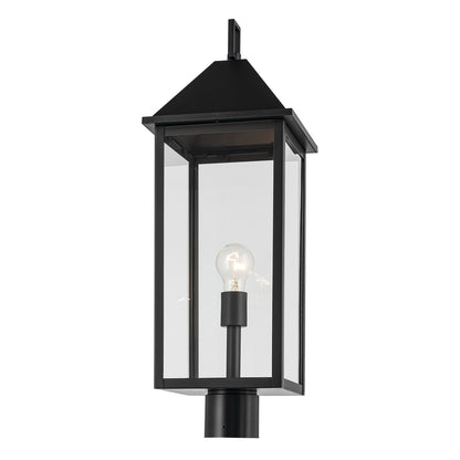 Kichler Prin 25in 1-Light Outdoor Post Light | Traditional Black and Clear Glass | Walkway & Driveway | 9 x 9 x 25 in | Model 59161BK