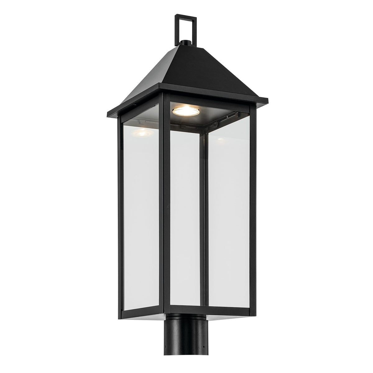 Kichler Prin 25in 1-Light Outdoor Post Light | Traditional Black and Clear Glass | Walkway & Driveway | 9 x 9 x 25 in | Model 59161BKDS