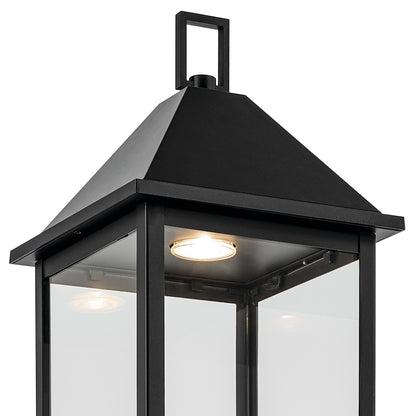Kichler Prin 25in 1-Light Outdoor Post Light | Traditional Black and Clear Glass | Walkway & Driveway | 9 x 9 x 25 in | Model 59161BKDS