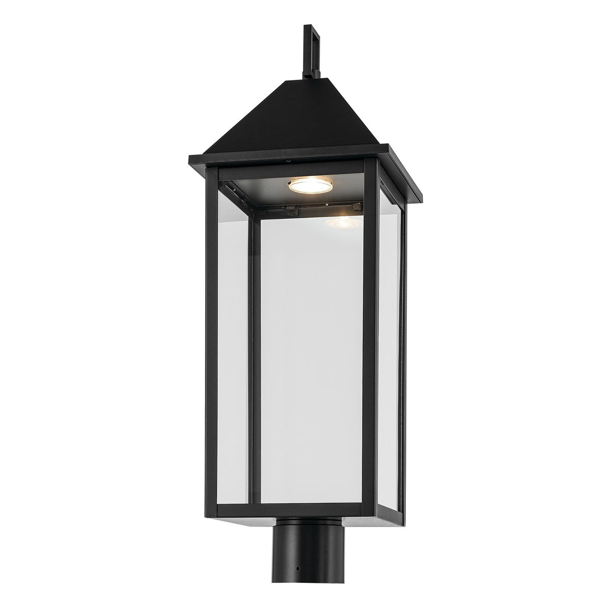 Kichler Prin 25in 1-Light Outdoor Post Light | Traditional Black and Clear Glass | Walkway & Driveway | 9 x 9 x 25 in | Model 59161BKDS
