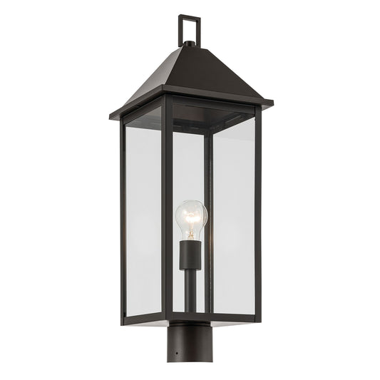 Kichler Prin 9in 1-Light 25in Outdoor Post Light | Traditional Olde Bronze and Clear Glass | Walkway & Driveway | 25in H | Model 59161OZ