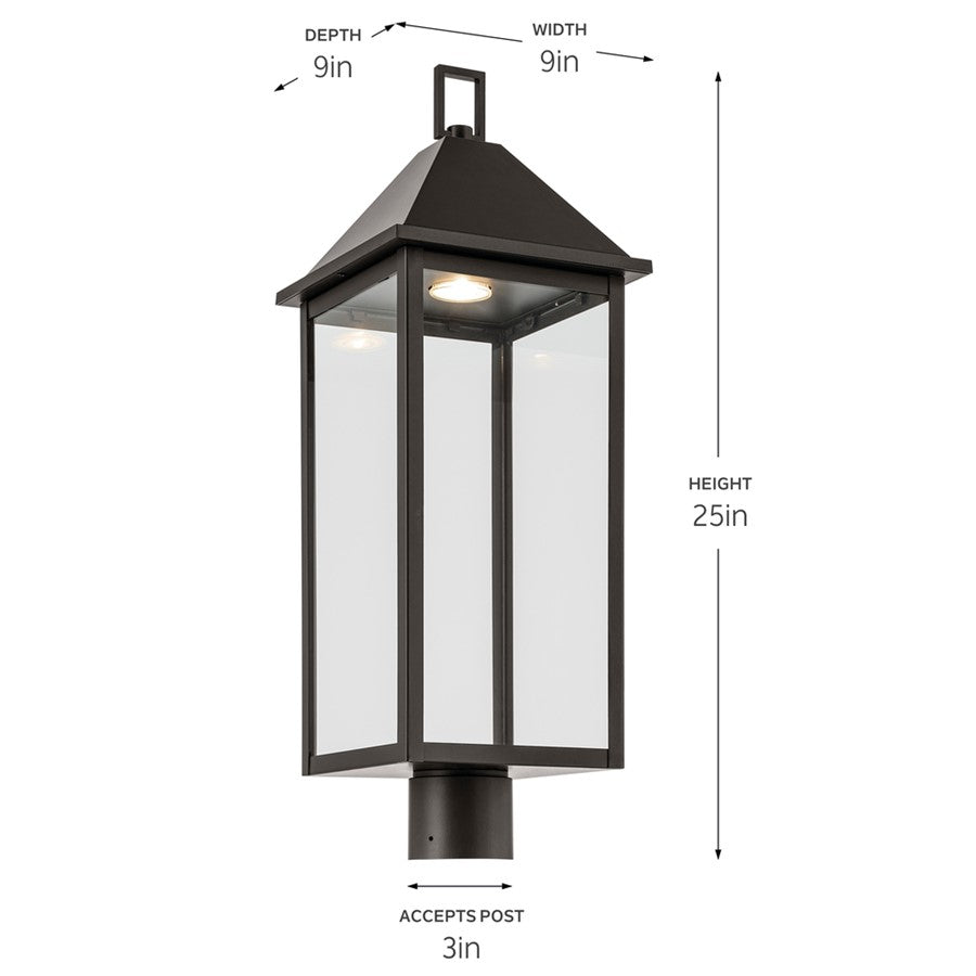 Kichler Prin 9in 1-Light Post Light | Traditional Olde Bronze Aluminum and Clear Glass | Walkway & Driveway | Model 59161OZDS