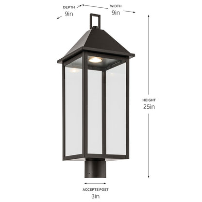 Kichler Prin 9in 1-Light Post Light | Traditional Olde Bronze Aluminum and Clear Glass | Walkway & Driveway | Model 59161OZDS