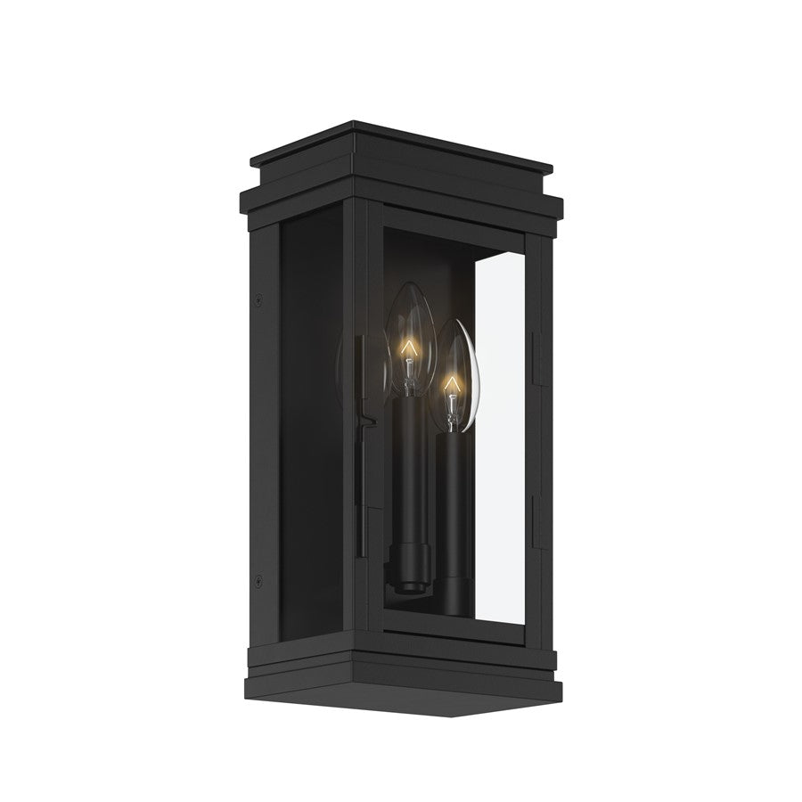 Kichler Lundon 13in 3-Light Outdoor Wall Sconce | Traditional Black and Clear Glass | Covered Patio & Entryway | 6.5 x 13 in | Model 59162BK