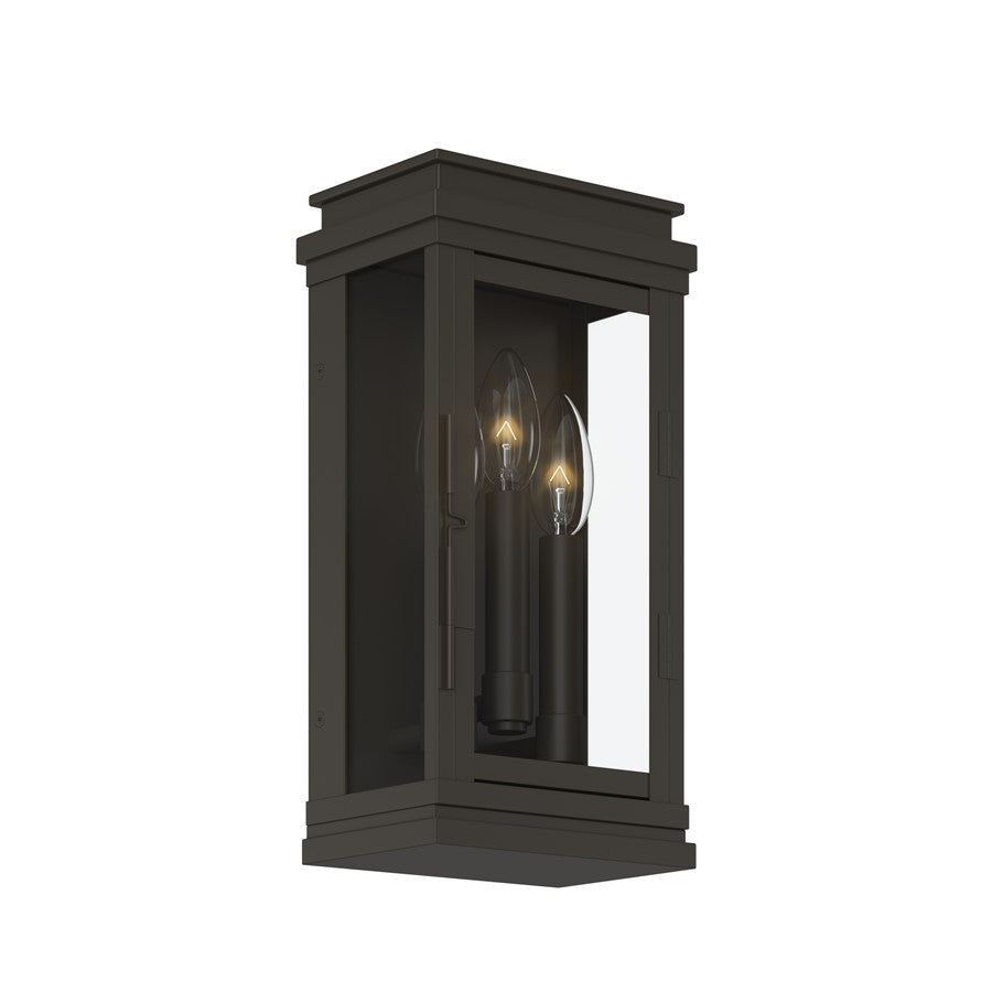 Kichler Lundon 13in 3-Light Outdoor Wall Sconce | Traditional Olde Bronze and Clear Glass | Covered Patio & Entryway | 6.5 x 13 in | Model 59162OZ