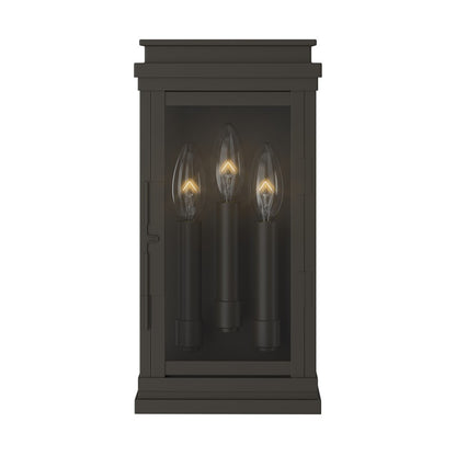Kichler Lundon 13in 3-Light Outdoor Wall Sconce | Traditional Olde Bronze and Clear Glass | Covered Patio & Entryway | 6.5 x 13 in | Model 59162OZ