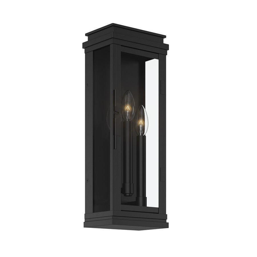 Kichler Lundon 17.5in 3-Light Outdoor Wall Light | Traditional Black Aluminum and Clear Glass | Covered Patio & Entryway | Model 59163BK