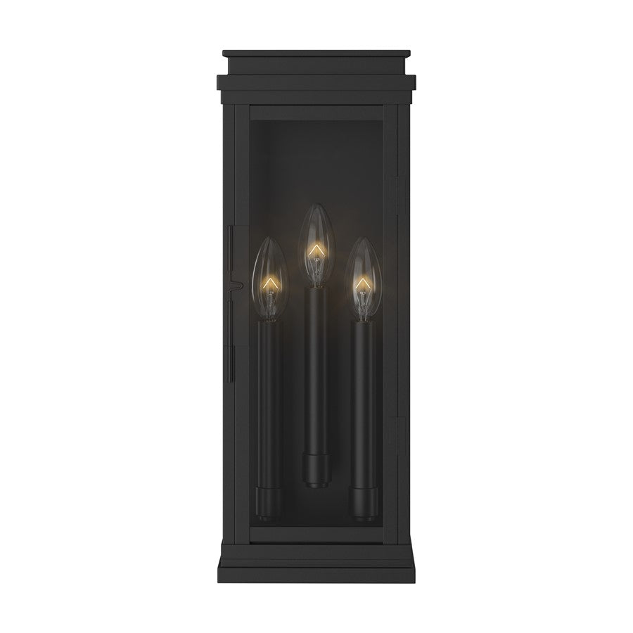 Kichler Lundon 17.5in 3-Light Outdoor Wall Light | Traditional Black Aluminum and Clear Glass | Covered Patio & Entryway | Model 59163BK