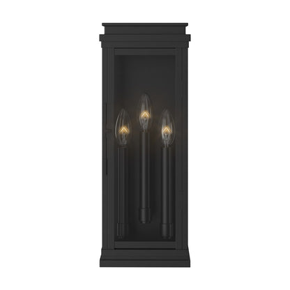 Kichler Lundon 17.5in 3-Light Outdoor Wall Light | Traditional Black Aluminum and Clear Glass | Covered Patio & Entryway | Model 59163BK