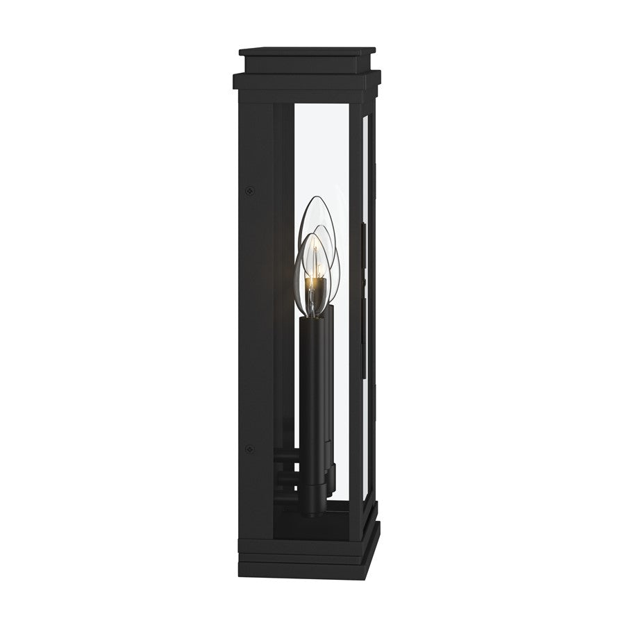 Kichler Lundon 17.5in 3-Light Outdoor Wall Light | Traditional Black Aluminum and Clear Glass | Covered Patio & Entryway | Model 59163BK